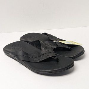 Toms Semana Flip Flop Sandals, Black Leather, Mens 12 M